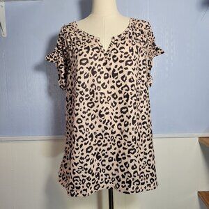 Xieerduo Extra Large Tan Black Animal Print Lightweight Shortsleeve T-shirt